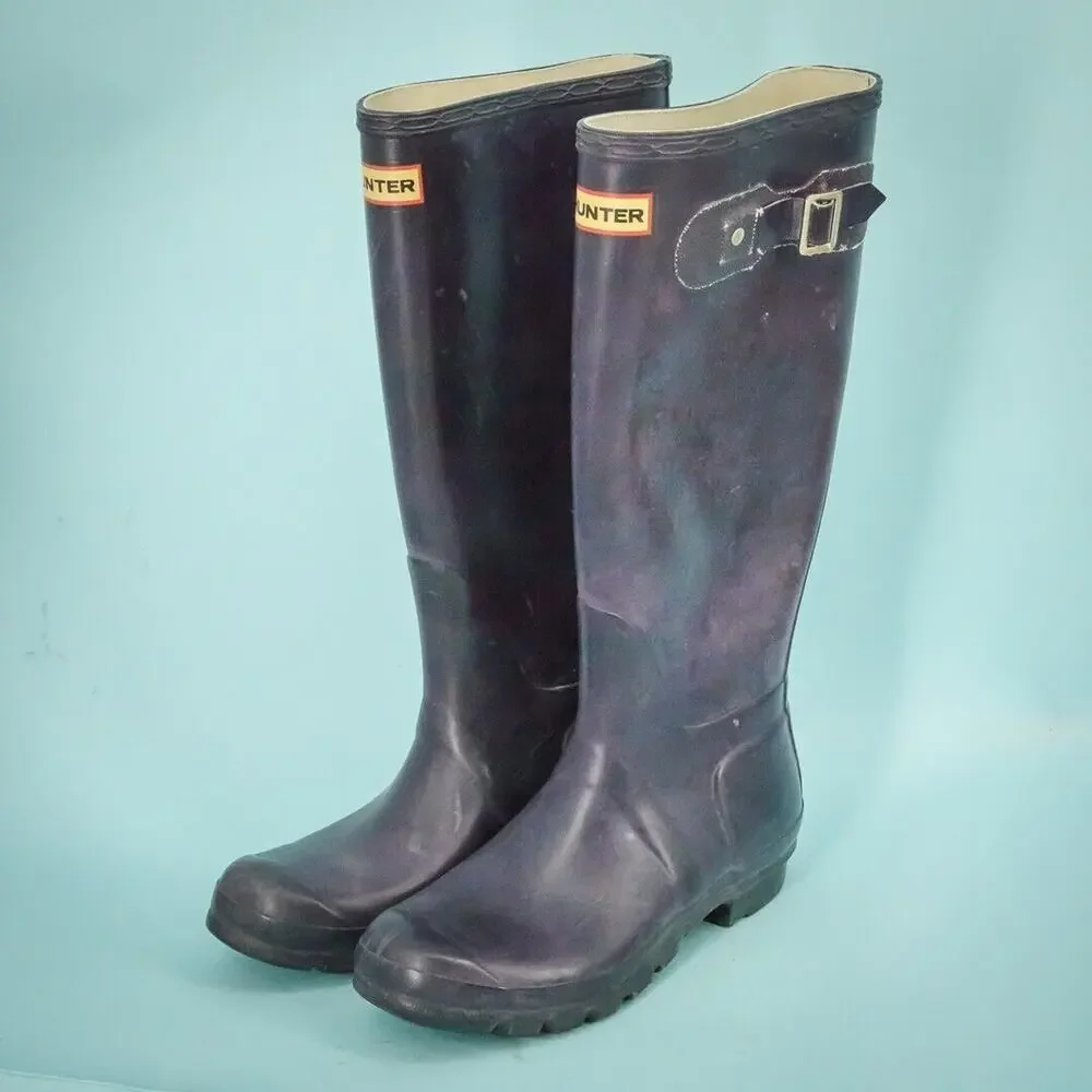 Hunter Shoe Size 7 Purple Original Tall Pull On Waterproof Rain Winter Boots